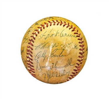 1954 Milwaukee Braves Team Signed Baseball With 26 Signatures Including Rookie Year Hank Aaron,